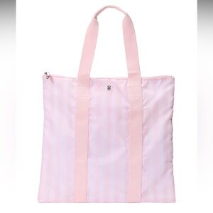 Victoria Secret Pink Striped Packable Tote Bag